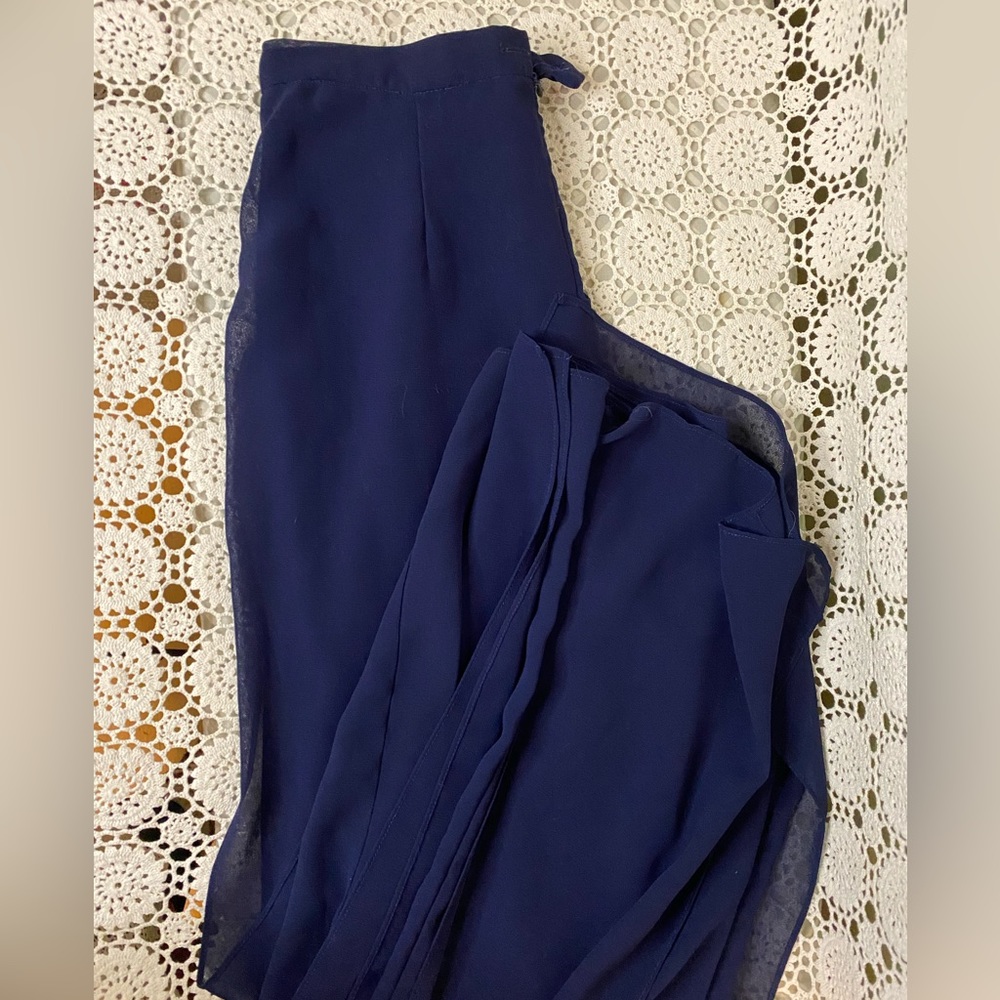 Wide/Straight Leg Pants With Overlay